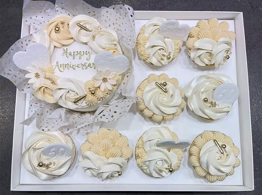 Golden Wedding Bento Box by Spiffydrip Cake Co